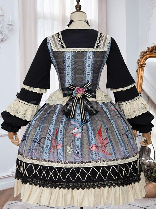 Sparrows-In-The-Mirror-Series-OP-Retro-Classic-Lolita-Long-Sleeve-Dress-coscarnival-4407