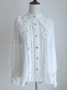 Spring Autumn Gold Thread Constellation Embroidery Lace Lapel Exquisite Star Buttons Simple JK Uniform Classic Lolita Long-Sleeved Shirt coscarnival