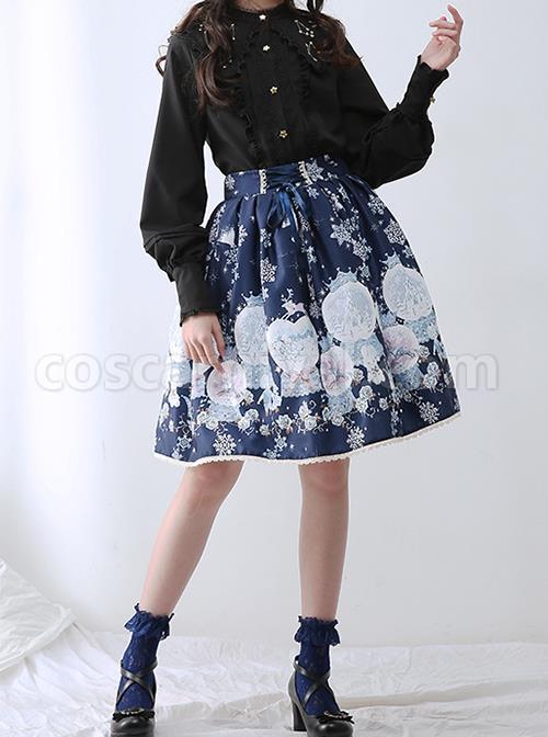 Spring Autumn Gold Thread Constellation Embroidery Lace Lapel Exquisite Star Buttons Simple JK Uniform Classic Lolita Long-Sleeved Shirt coscarnival