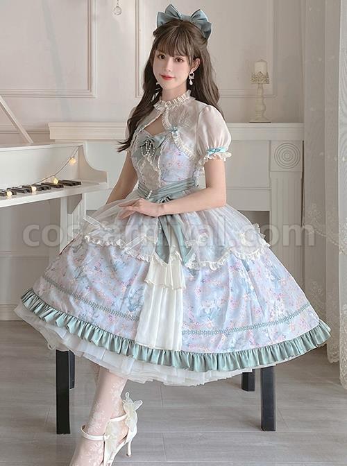 Spring-Summer-Elegant-Lily-Of-The-Valley-Print-Fresh-Lace-Bowknot-Decoration-Classic-Lolita-Sleeveless-Dress-Set-coscarnival-2131