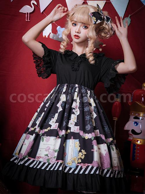 Springtime-Hand-Stick-Series-OP-Printing-Classic-Lolita-Short-Sleeve-Dress-coscarnival-4924