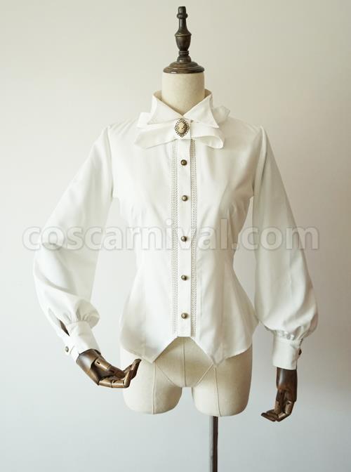 Staff Officer Series Pure Color Standing Collar Classic Lolita Long Sleeve Blouses coscarnival