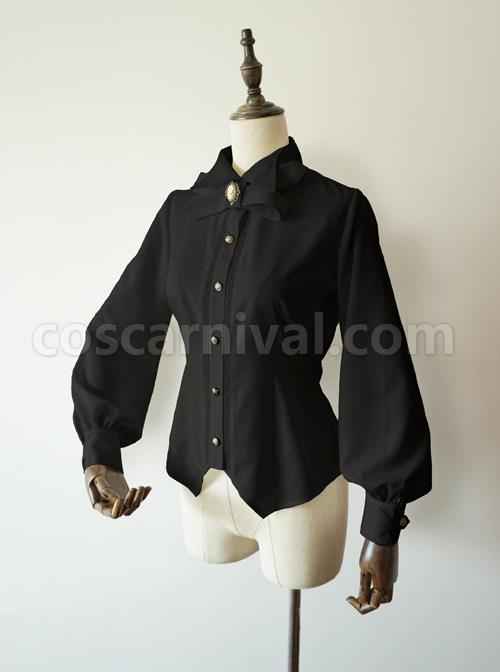 Staff Officer Series Pure Color Standing Collar Classic Lolita Long Sleeve Blouses coscarnival