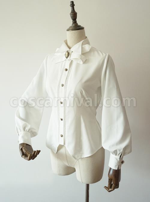 Staff Officer Series Pure Color Standing Collar Classic Lolita Long Sleeve Blouses coscarnival