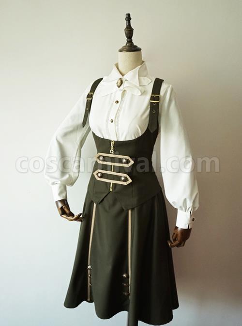 Staff Officer Series Pure Color Standing Collar Classic Lolita Long Sleeve Blouses coscarnival