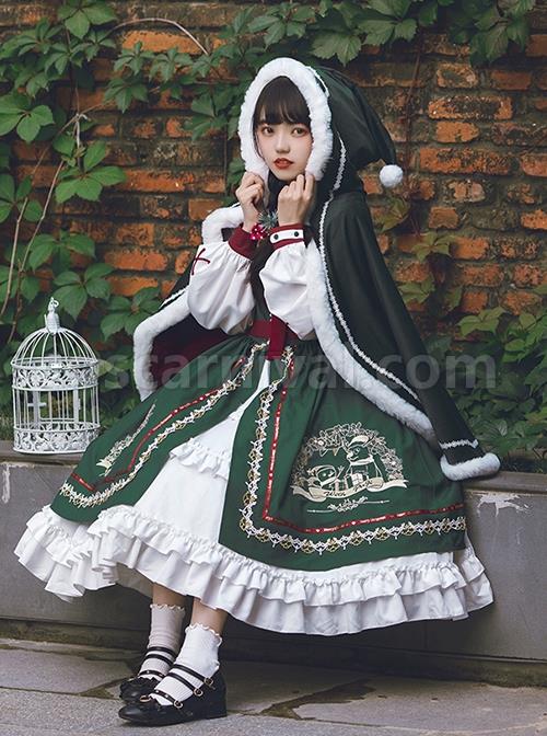 Stand-Collar-False-Two-Piece-Design-Lantern-Sleeve-Embroidered-Lace-Hem-Dress-Plush-Hooded-Cloak-Christmas-Classic-Lolita-Long-Sleeve-Dress-Set-coscarnival-2087