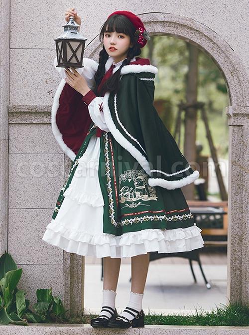Stand-Collar-False-Two-Piece-Design-Lantern-Sleeve-Embroidered-Lace-Hem-Dress-Plush-Hooded-Cloak-Christmas-Classic-Lolita-Long-Sleeve-Dress-Set-coscarnival-2094