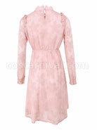 Stand-Collar-High-Waist-Lace-Long-Sleeve-A-line-Dress-coscarnival-4933