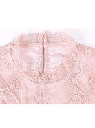 Stand-Collar-High-Waist-Lace-Long-Sleeve-A-line-Dress-coscarnival-4944