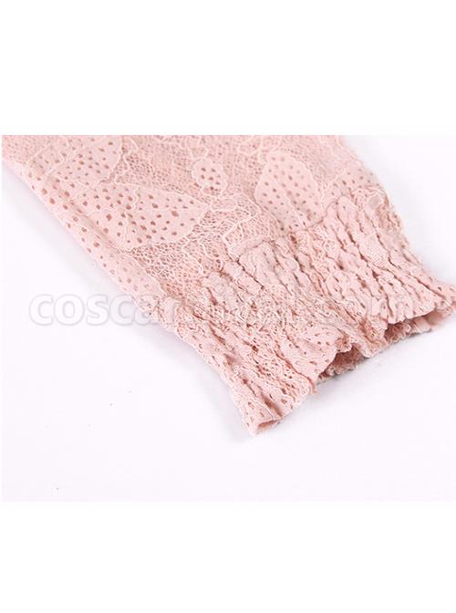 Stand-Collar-High-Waist-Lace-Long-Sleeve-A-line-Dress-coscarnival-4951