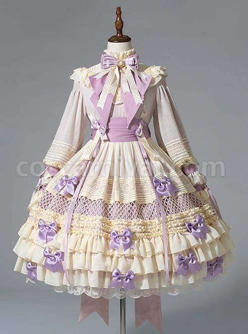 Stand-Collar-Lace-Lantern-Sleeve-Detachable-Bow-Knot-Tie-Hollow-Grid-Bow-Knot-Hem-Design-Classic-Lolita-Long-Sleeve-Dress-coscarnival-2068