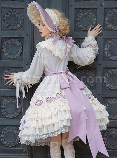 Stand-Collar-Lace-Lantern-Sleeve-Detachable-Bow-Knot-Tie-Hollow-Grid-Bow-Knot-Hem-Design-Classic-Lolita-Long-Sleeve-Dress-coscarnival-2119