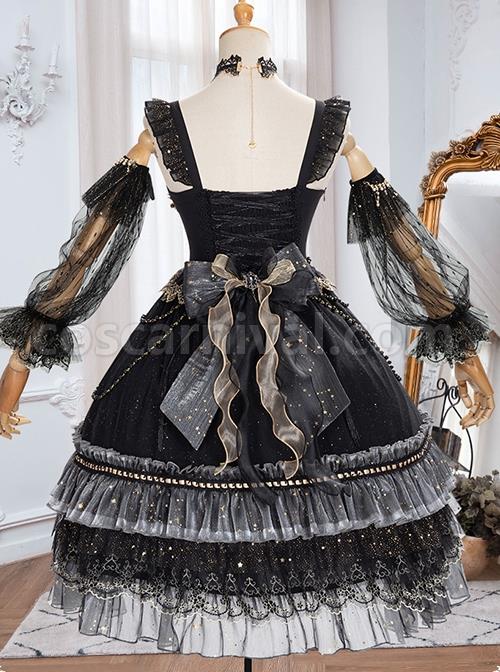 Starry-Night-Series-Organza-Palace-Style-Jacquard-Lace-Trim-Beaded-Decoration-Black-Sleeveless-Classic-Lolita-Dress-Set-coscarnival-160