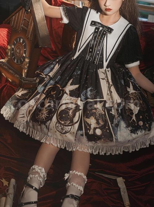 Starry-Sky-Bird-Series-Magical-Girl-Exquisitely-Printed-Preppy-Style-Classic-Lolita-Summer-Short-Sleeved-Dress-coscarnival-2032