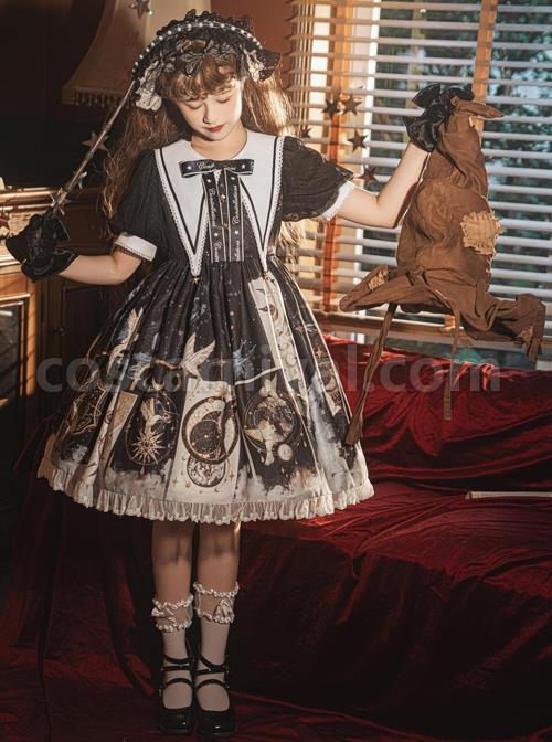 Starry-Sky-Bird-Series-Magical-Girl-Exquisitely-Printed-Preppy-Style-Classic-Lolita-Summer-Short-Sleeved-Dress-coscarnival-2057