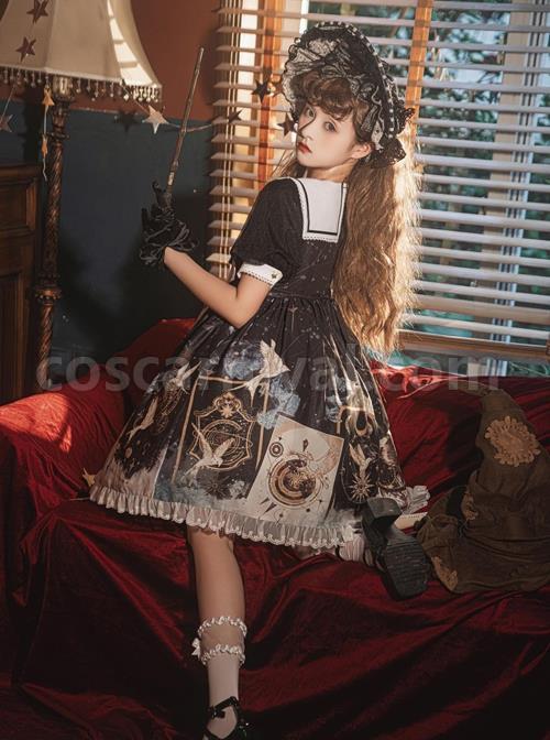 Starry-Sky-Bird-Series-Magical-Girl-Exquisitely-Printed-Preppy-Style-Classic-Lolita-Summer-Short-Sleeved-Dress-coscarnival-2074