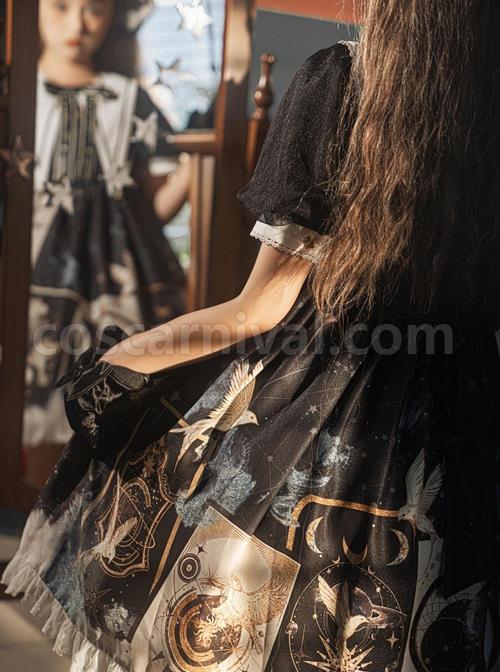 Starry-Sky-Bird-Series-Magical-Girl-Exquisitely-Printed-Preppy-Style-Classic-Lolita-Summer-Short-Sleeved-Dress-coscarnival-2081