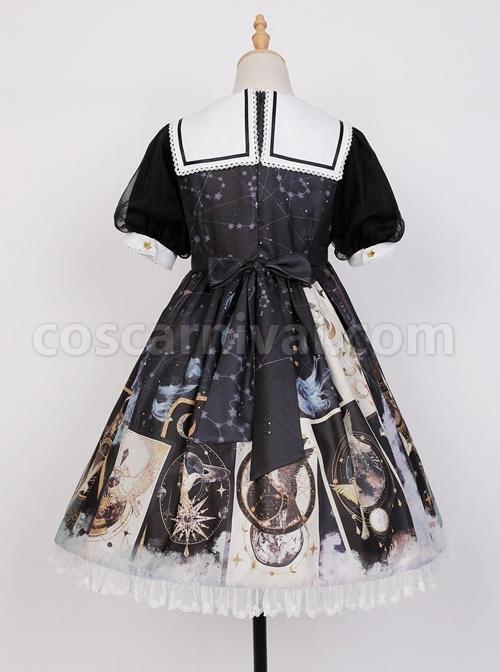 Starry-Sky-Bird-Series-Magical-Girl-Exquisitely-Printed-Preppy-Style-Classic-Lolita-Summer-Short-Sleeved-Dress-coscarnival-2112