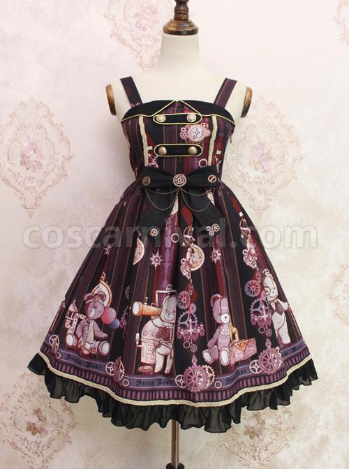 Steam-Bear-Series-JSK-Gear-Bowknot-Classic-Lolita-Sling-Dress-coscarnival-3830
