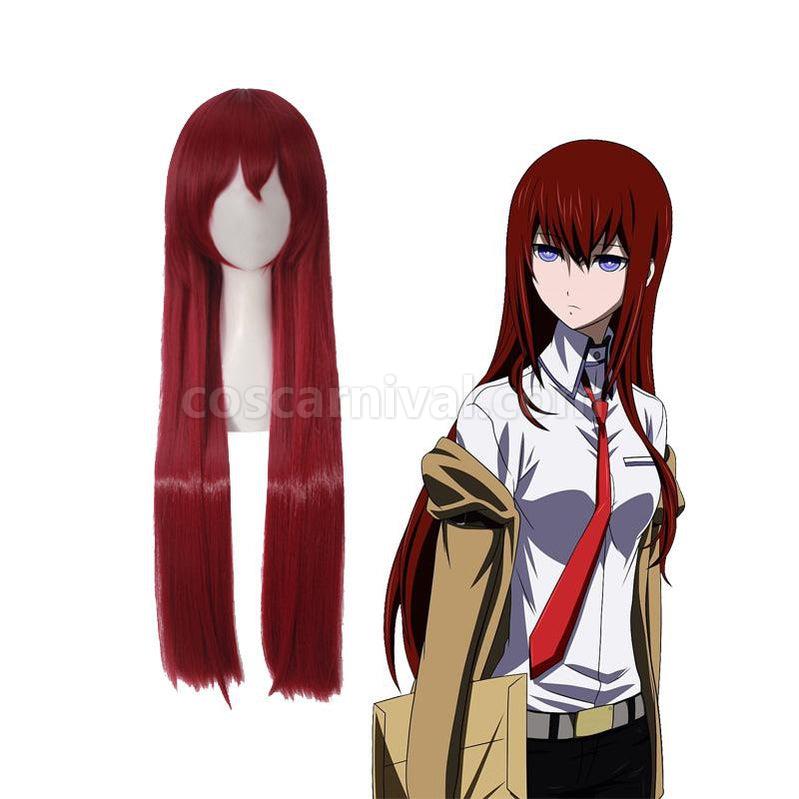 Steins;Gate Makise Kurisu Long Wine Red Cosplay Wigs coscarnival011117084
