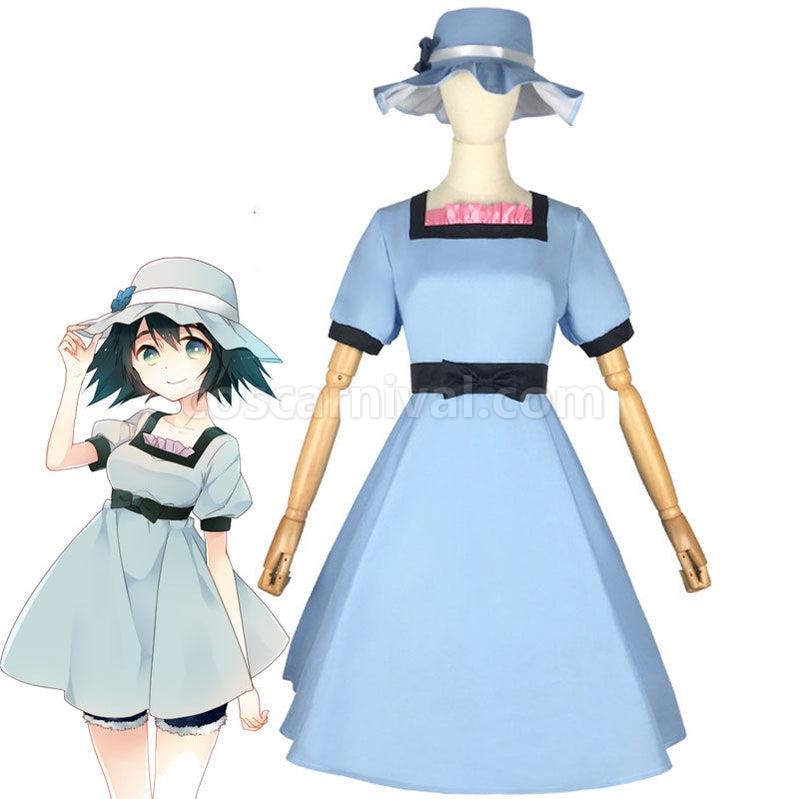 Steins;Gate Shiina Mayuri Blue Dress Cosplay Costume with Hat coscarnival011117080