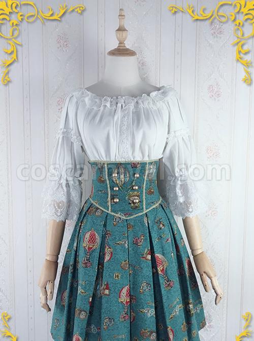 Strawberry Witch Mechanical Balloon Series White Chiffon Classic Lolita Half Sleeve Shirt coscarnival