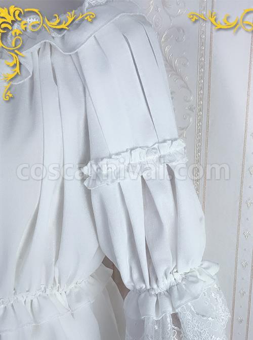 Strawberry Witch Mechanical Balloon Series White Chiffon Classic Lolita Half Sleeve Shirt coscarnival