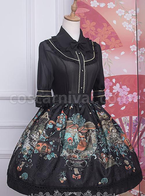 Strawberry Witch *The Fairytale Drama Of Chibor* Series Retro Slim Classic Lolita Short Sleeve Shirt coscarnival