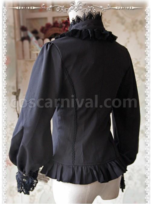 Strong Fragrance Series Thickened Black Chiffon Long Sleeve Classic Lolita Shirt coscarnival