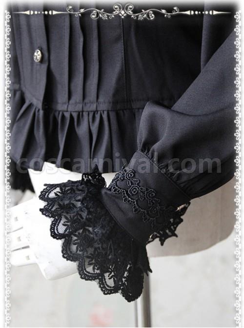 Strong Fragrance Series Thickened Black Chiffon Long Sleeve Classic Lolita Shirt coscarnival