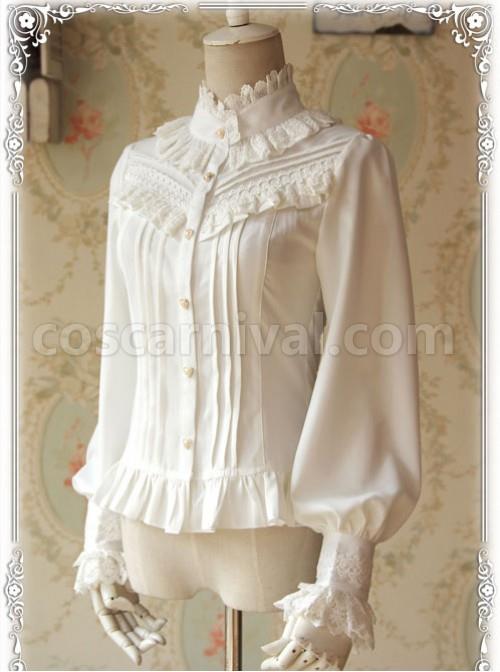 Strong Fragrance Series Thickened White Chiffon Long Sleeve Classic Lolita Shirt coscarnival