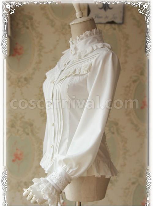 Strong Fragrance Series Thickened White Chiffon Long Sleeve Classic Lolita Shirt coscarnival