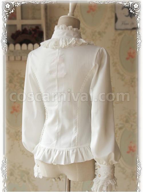 Strong Fragrance Series Thickened White Chiffon Long Sleeve Classic Lolita Shirt coscarnival