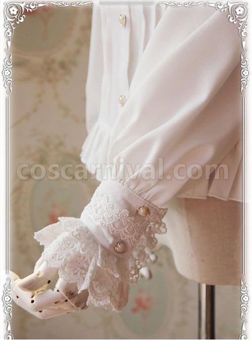 Strong Fragrance Series Thickened White Chiffon Long Sleeve Classic Lolita Shirt coscarnival