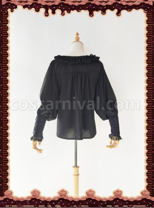 Sugar And Matcha Series Black Retro Bats Sleeve Classic Lolita Shirt coscarnival