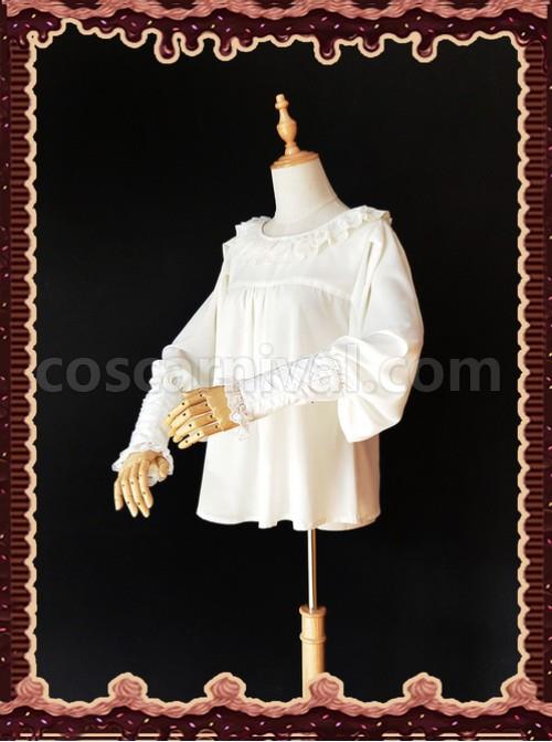 Sugar And Matcha Series Ivory Retro Bats Sleeve Classic Lolita Shirt coscarnival