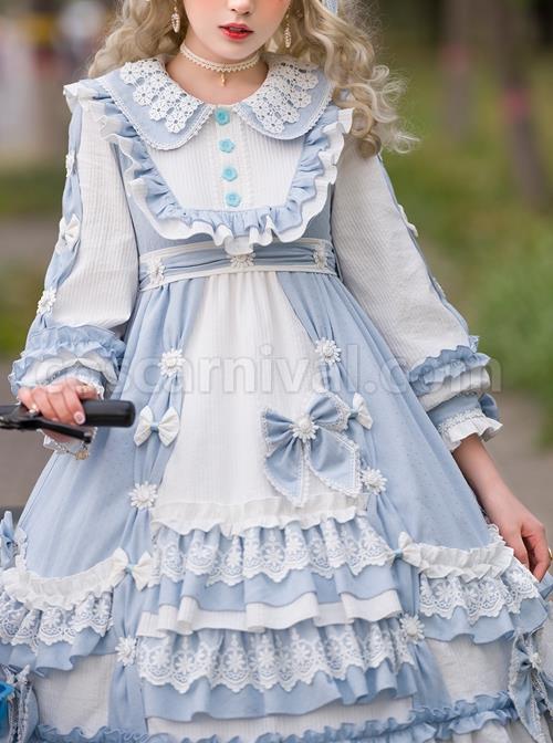 Summer-Ramune-Series-OP-Classic-Lolita-Pleated-Lace-Bow-Flower-Pattern-Button-Decoration-Dress-Set-coscarnival-2029
