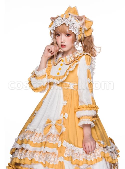 Summer-Ramune-Series-OP-Classic-Lolita-Pleated-Lace-Bow-Flower-Pattern-Button-Decoration-Dress-Set-coscarnival-2069