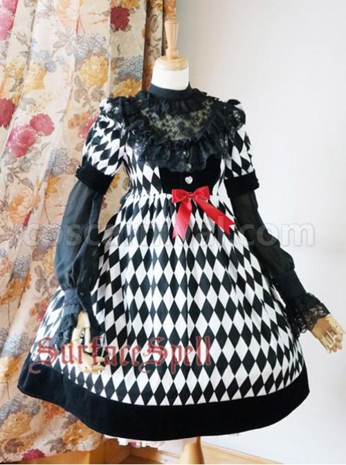 Surface Spell Illusion Realizer Gingham High Waist Lolita OP Dress coscarnival