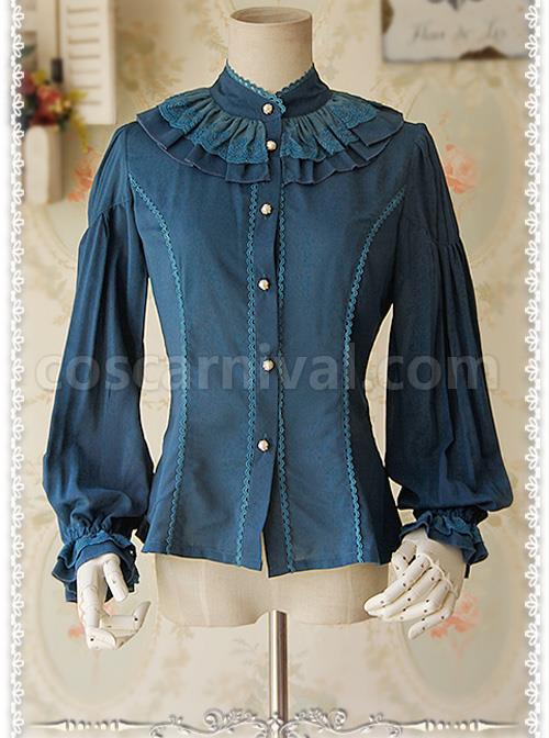 Swan Lake Of Love Series Chiffon Little Standing Collar Classic Lolita Long Sleeves Shirt coscarnival