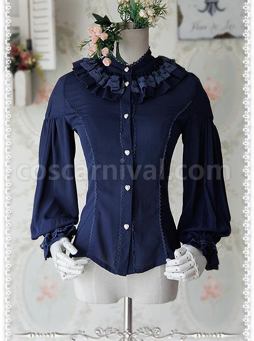Swan Lake Of Love Series Chiffon Little Standing Collar Classic Lolita Long Sleeves Shirt coscarnival
