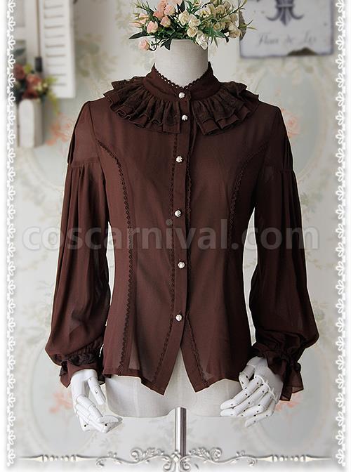 Swan Lake Of Love Series Chiffon Little Standing Collar Classic Lolita Long Sleeves Shirt coscarnival