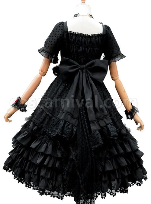 Swan Lake Series Lace Gothic Lolita Short Sleeve Dress coscarnival