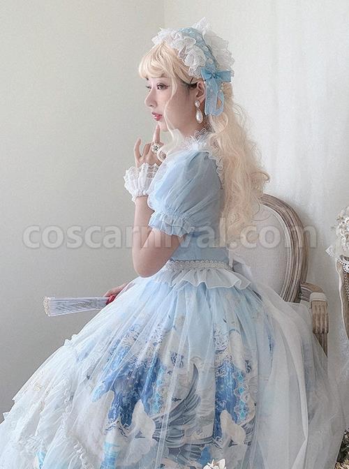 Swan-Lake-Series-Lace-Ruffled-Puff-Sleeves-Chest-Bow-Design-Pearl-Decoration-Classic-Lolita-Short-Sleeve-Dress-coscarnival-2042