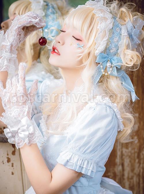 Swan-Lake-Series-Lace-Ruffled-Puff-Sleeves-Chest-Bow-Design-Pearl-Decoration-Classic-Lolita-Short-Sleeve-Dress-coscarnival-2058