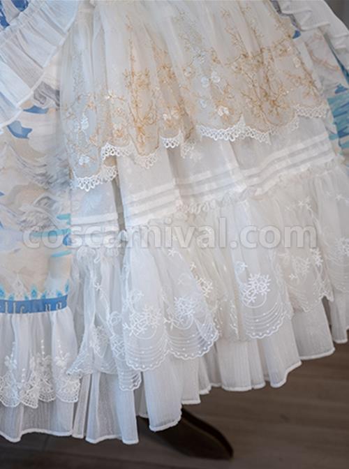 Swan-Lake-Series-Lace-Ruffled-Puff-Sleeves-Chest-Bow-Design-Pearl-Decoration-Classic-Lolita-Short-Sleeve-Dress-coscarnival-2086