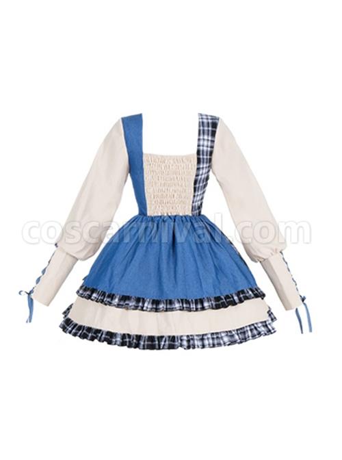 Sweet-Cool-Girl-Square-Collar-Bowknot-Lace-Decoration-Denim-Plaid-Contrast-Color-Splicing-Irregular-Sweet-Lolita-Long-Sleeved-Dress-coscarnival-1725.jpg