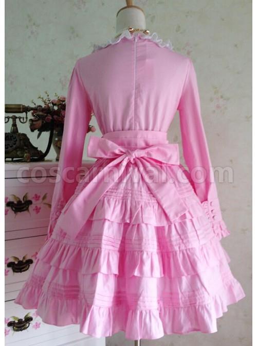 Sweet-Long-Sleeves-Pink-Bow-Cotton-Lolita-Dress-coscarnival-165