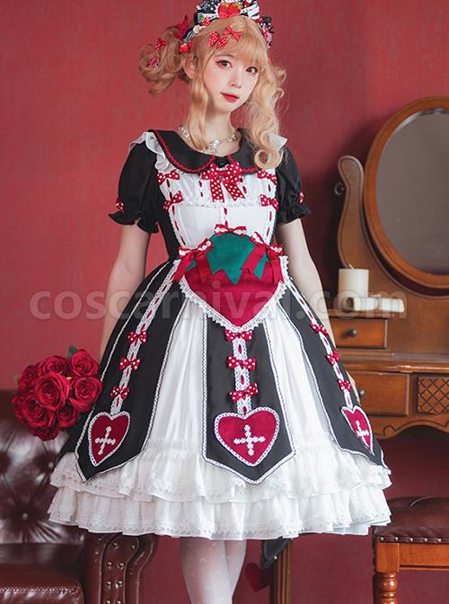 Sweet-Strawberry-Shaped-Waist-Decoration-Polka-Dot-Bow-Knots-Split-Hem-Classic-Lolita-Short-Sleeve-Dress-coscarnival-2012