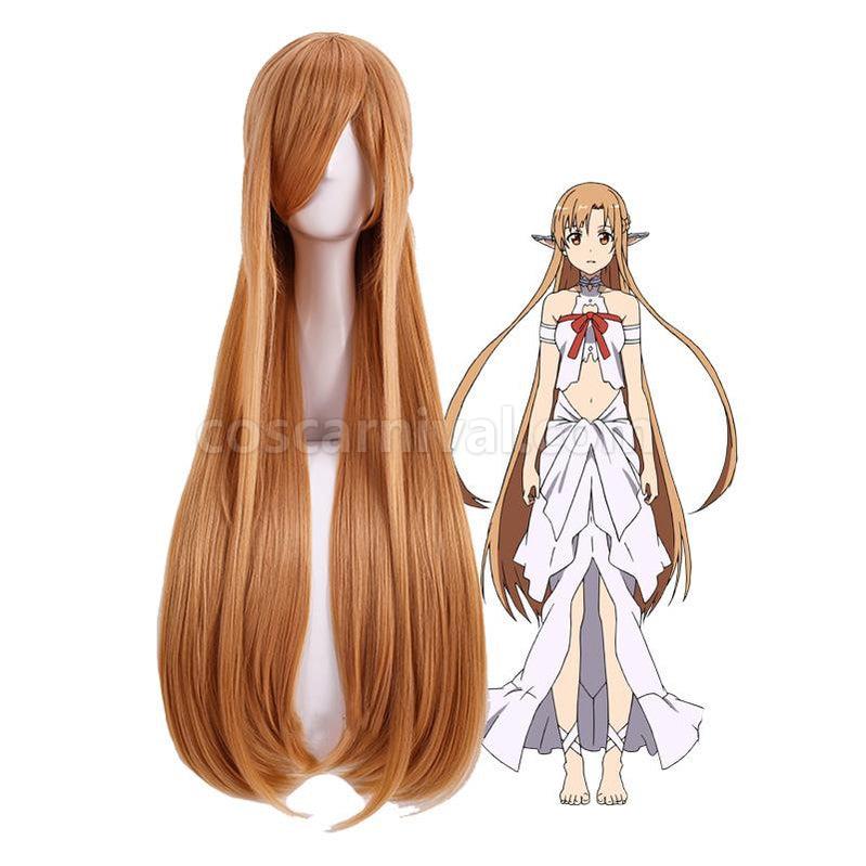 Sword Art Online Yuuki Asuna Long Brown Cosplay Wigs coscarnival011117713